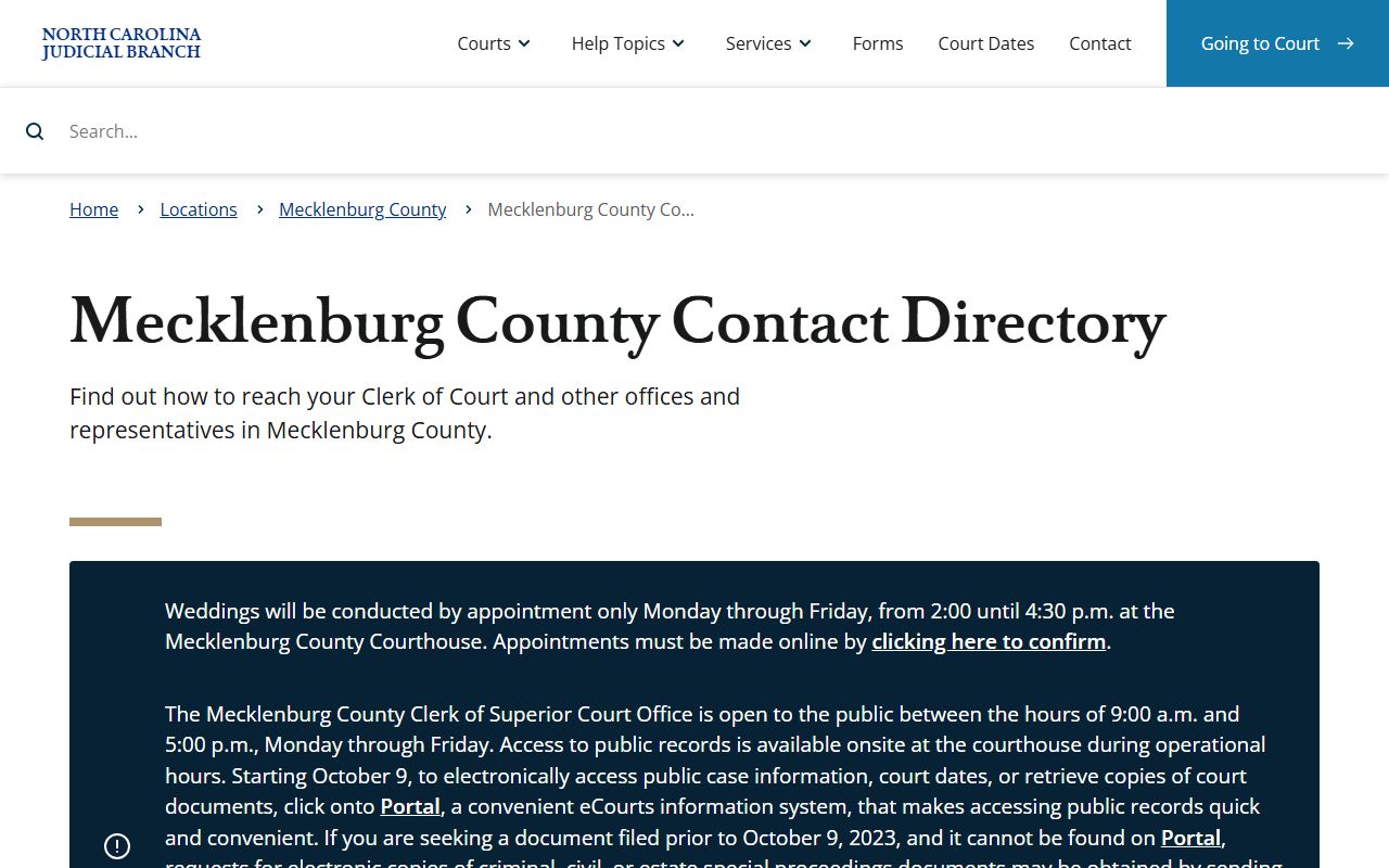 Mecklenburg County phone directory court contact directory
