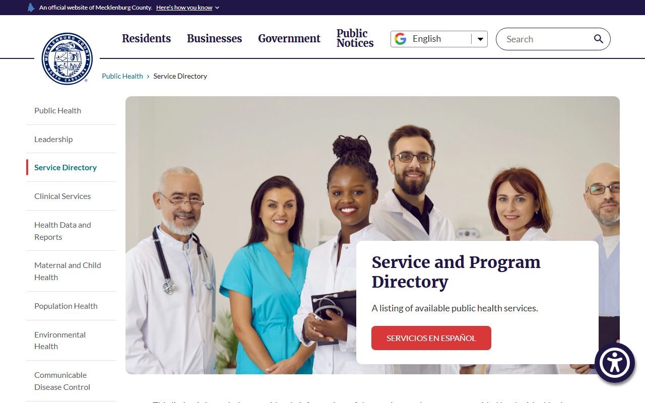 Mecklenburg County phone directory Public Health services contacts