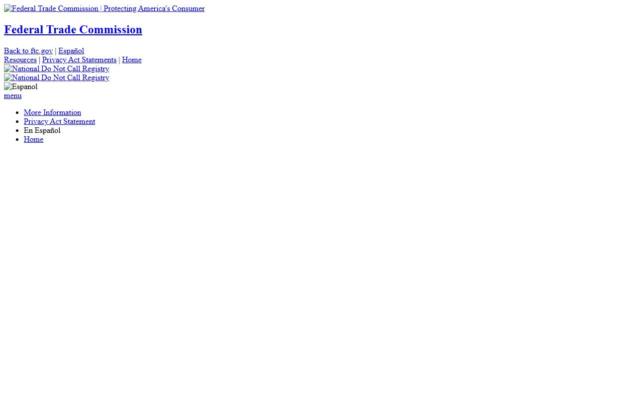 Mecklenburg County phone codes FTC Do Not Call registry